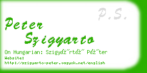 peter szigyarto business card